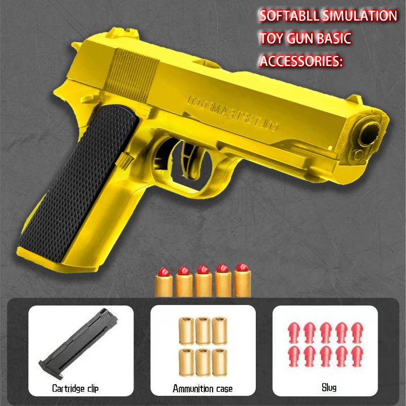 Mechanical Automatic Desert Eagle Toy Gun Shell Ejection Airsoft Pistol Continuous Firing Soft Bullet Toy for Children Shooting