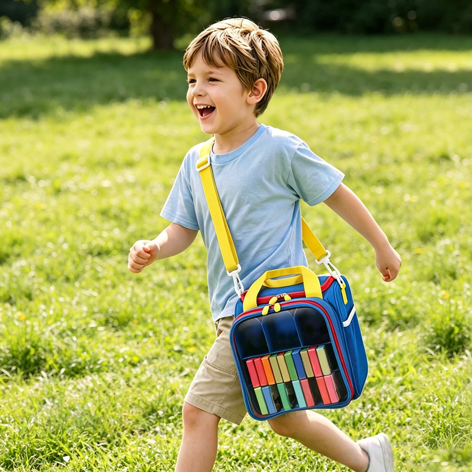 

Toy Projector Storage Bags with Strap & Compartments Kids Storybook Carrying Bag Travel Toys Organizer Kids Book Storage Bag