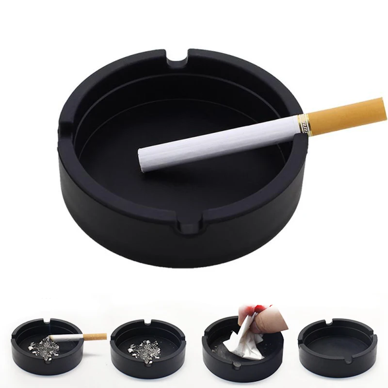 

Soft Silicone Ash Tray Holder for Camping Portable Round Anti-scalding Tobacco Ashtray Gift for Smoking Accessories