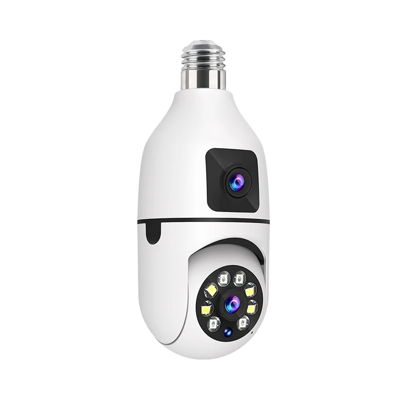 E27 Bulb WIFI Camera 8X Zoom Dual Lens Indoor Surveillance Human Tracking Wireless Two-way Audio Cameras Color Night Vision