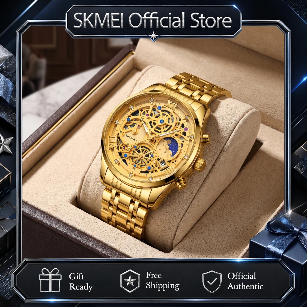 SKMEI 7039 Luxury Full Steel Business Watches Men's 3Bar Waterproof Japan Quartz Movement Calendar Wristwatches Reloj Hombr