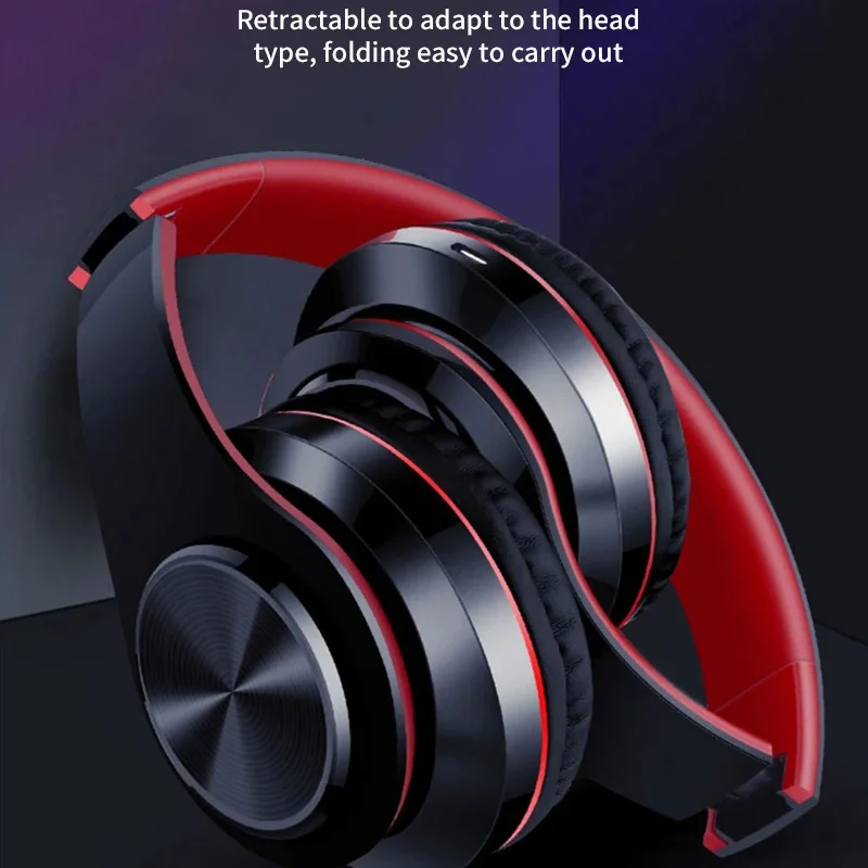 B39 Headphone Bluetooth Wireless Headset Led Mono Hifi Bass Stereo Music Gaming Microphone Support Sd Card Foldable Earphone