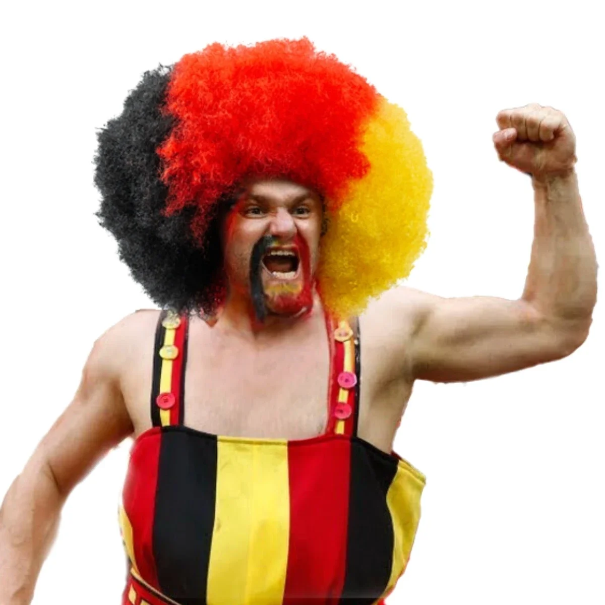 

Anxin Afro Puff Football Flag Fan Germany Flag Sports Synthetic Hair Fiber Daily Use Short Wig World Cup Flag Wig for Fans Gifts