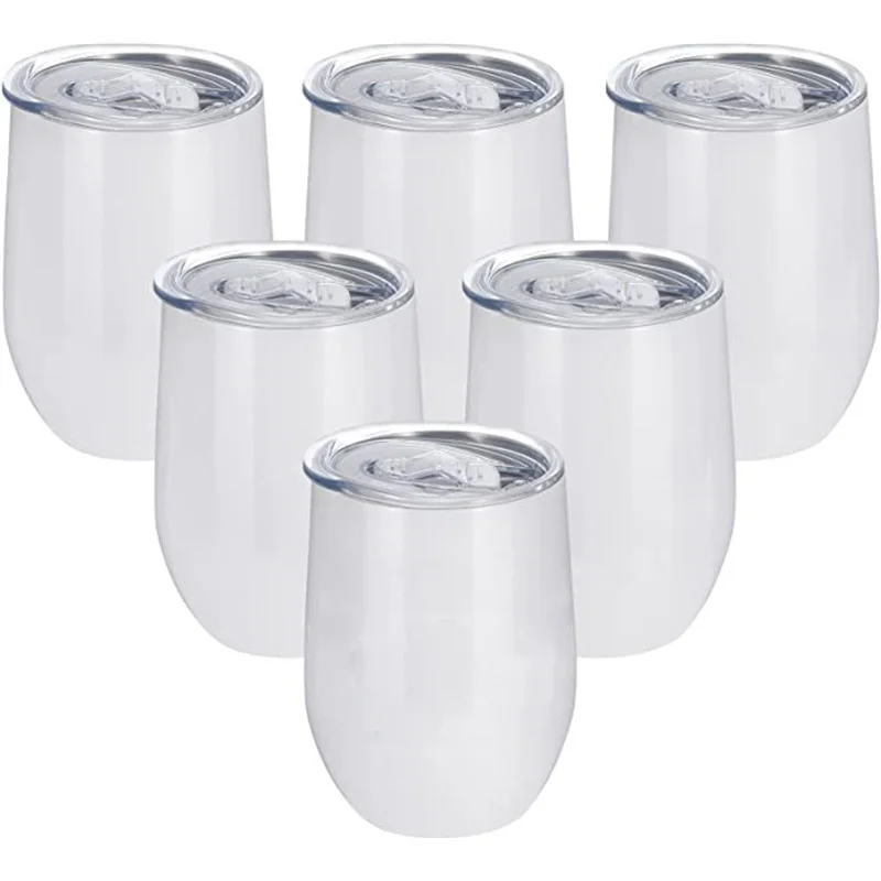 12oz Blank Sublimation Wine Tumbler Stainless Steel Double Wall Water Cup With Sealed Lids Beer Mugs For Champagne Party