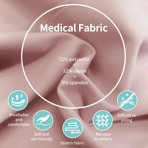 Imagen 2 del producto Conjunto de uniforme médico de talla grande para mujer, uniformes de enfermera con cuello levantado, Top exfoliante con corte en V, pantalones para correr, ropa de trabajo para trabajadores sanitarios y veterinarios