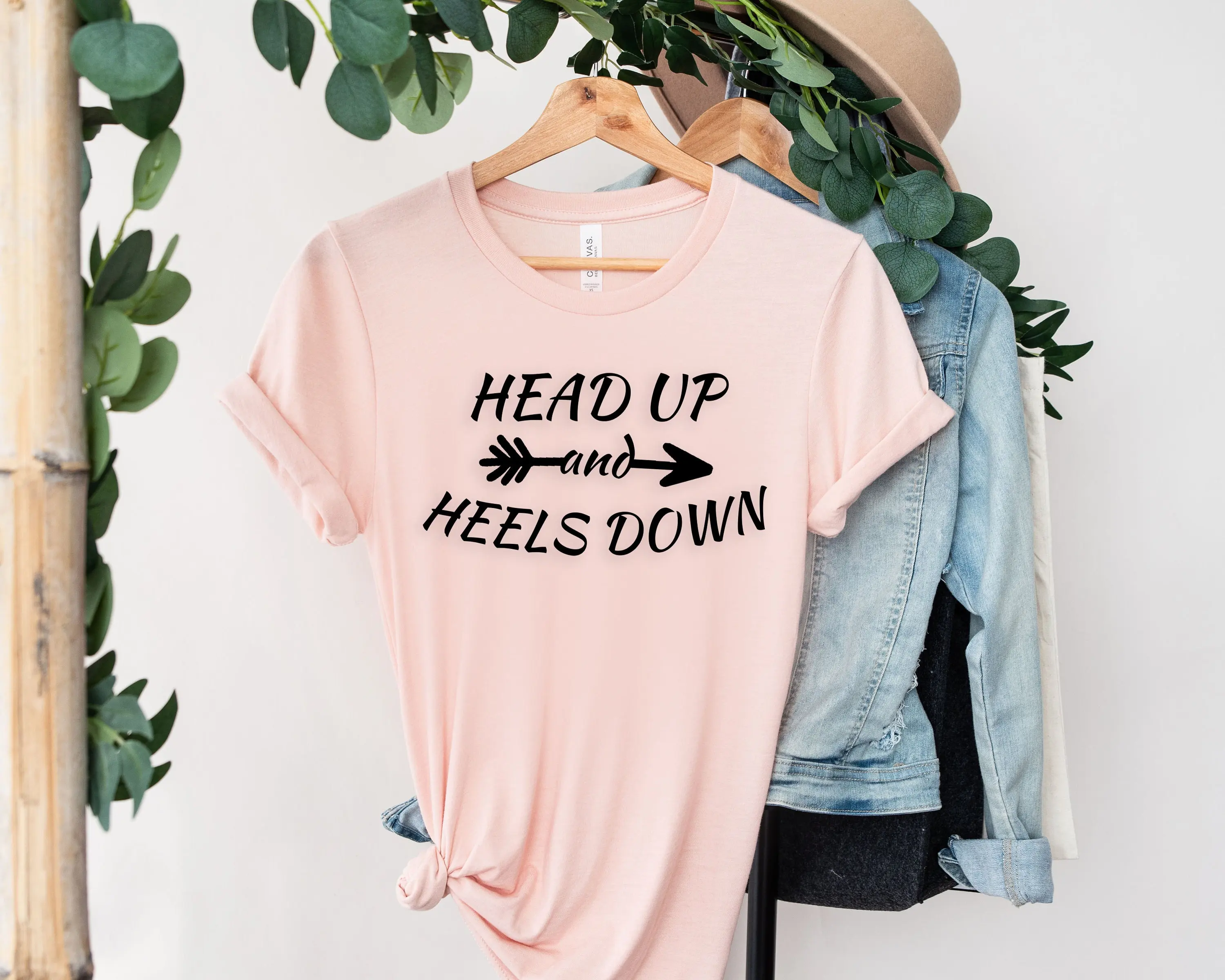 Head Up Heels Down T Shirt Equestrian Horse Riding Rider Lover