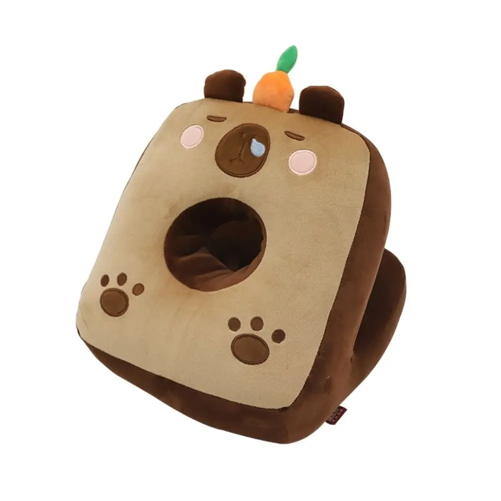 Double-sided Capybara Office Nap Pillow Super Soft Plush&Ice Silk Hand Warmer Pillow Keep Warm Stuffed Capybara Neck Pillow