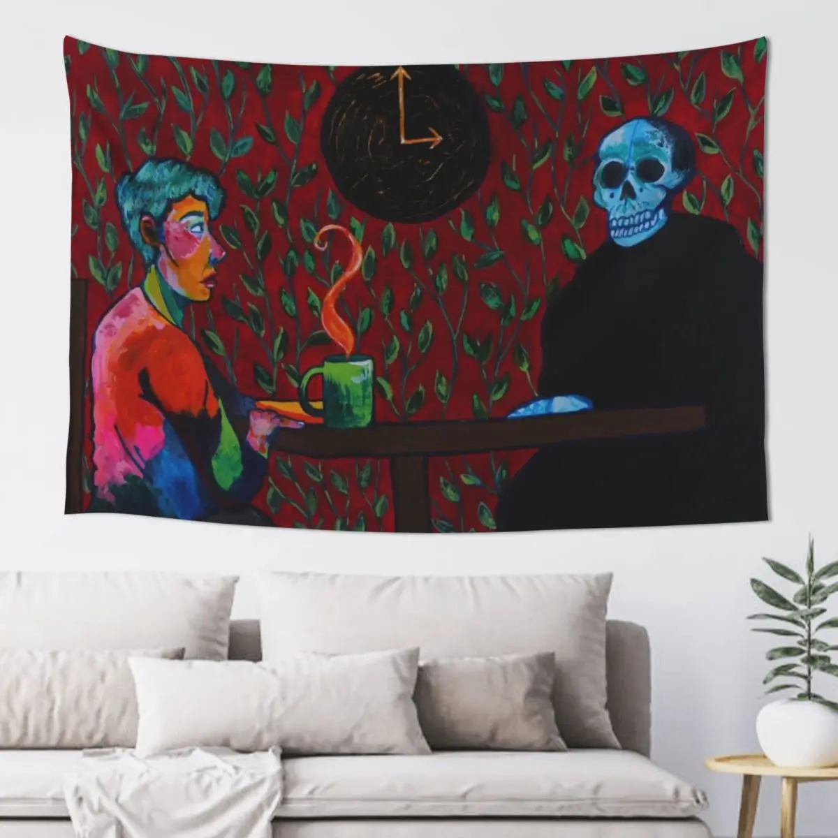 

Late Night Tea With Death Tapestry Decoration For Bedroom Wall Hanging Tapestry