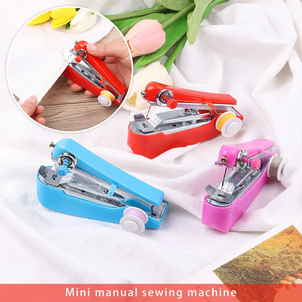 Tragbare Nähmaschine für Anfänger, Kabellose Mini-Handnähmaschine für Stoffe und Handarbeiten