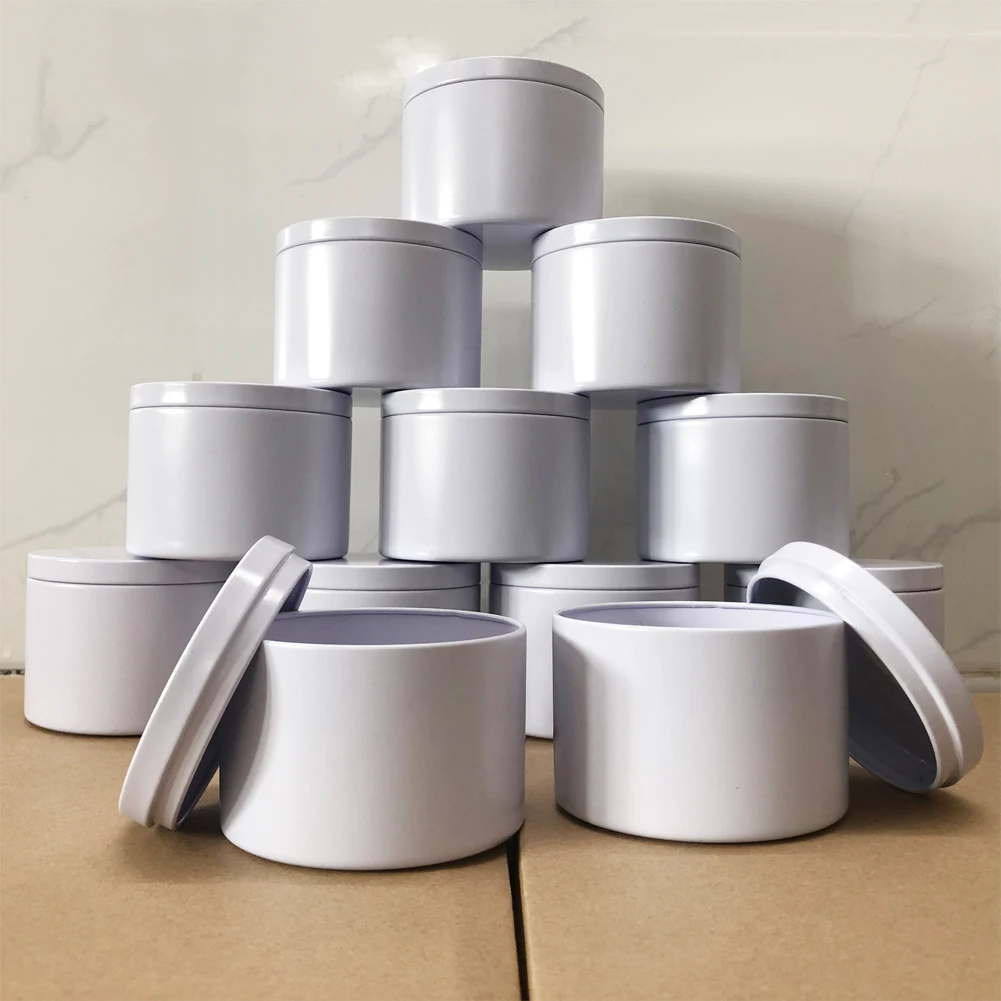 

12pcs White Candle Tins 8oz Round Metal Tin Candle Jars with Lid for Diy Making Candles Containers Arts Crafts Storage