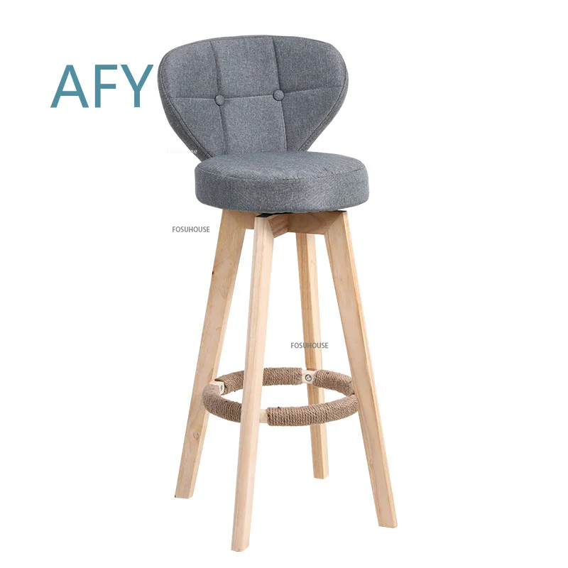 Nordic Bar Chairs for Solid Wood Beech Bar Chair for Color Minimalist Modern Back Rotating Bar Stool for Front Desk Stools