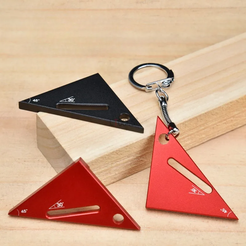 Mini Triangular Ruler Angle Marking Aluminum Alloy Woodworking Special Right Angle Ruler for Hanging Decoration Manual Tools DIY