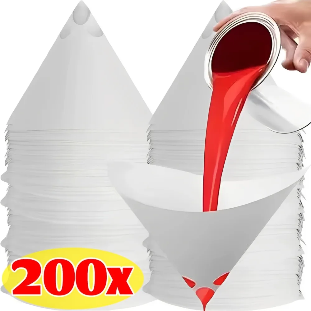200/10Pcs Disposable Car Paint Spray Mesh Paper Filter Purifying Straining Funnel Paint Filter Conical Nylon Micron Paper Funnel
