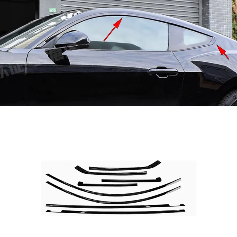 

ПОДХОДИТ ДЛЯ Ford Mustang S650 2024 2025+ Нержавеющая сталь, черная полоса для внешнего окна, накладка на порог, боковая крышка