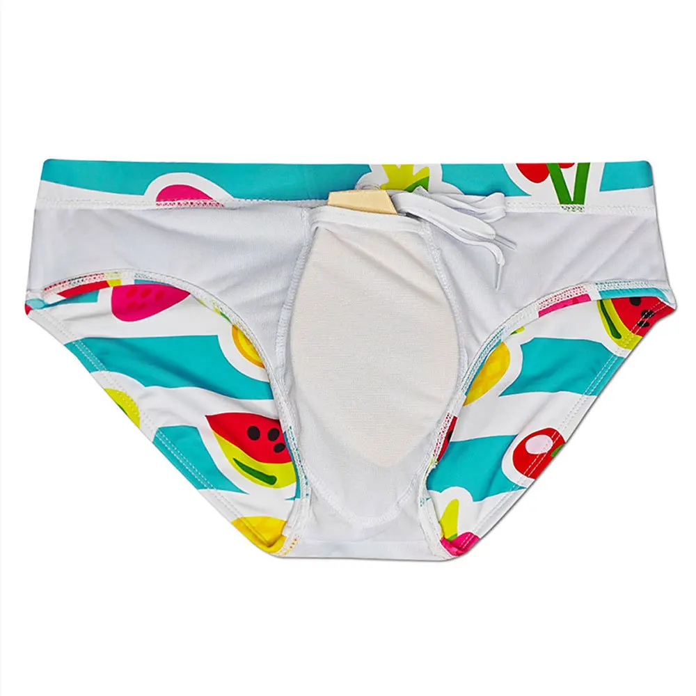 Fashion Fruit Swimwear Bikini Swim Wear Men Swimming Briefs Trunks Sexy Push Up Pouch Swimsuit Man Beach Surf Sport Bathing Suit