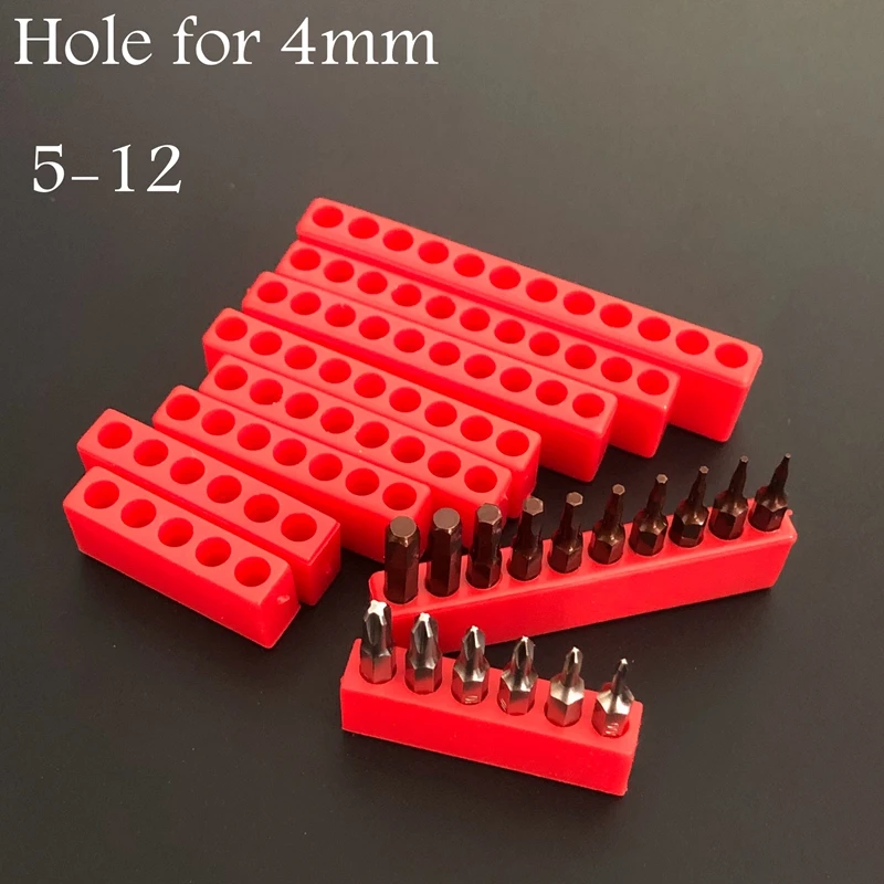 5-12 Hole for 4mm screw driver bits Hex Shank Screwdriver Bit Holder Plastic Head Storage Case Tool