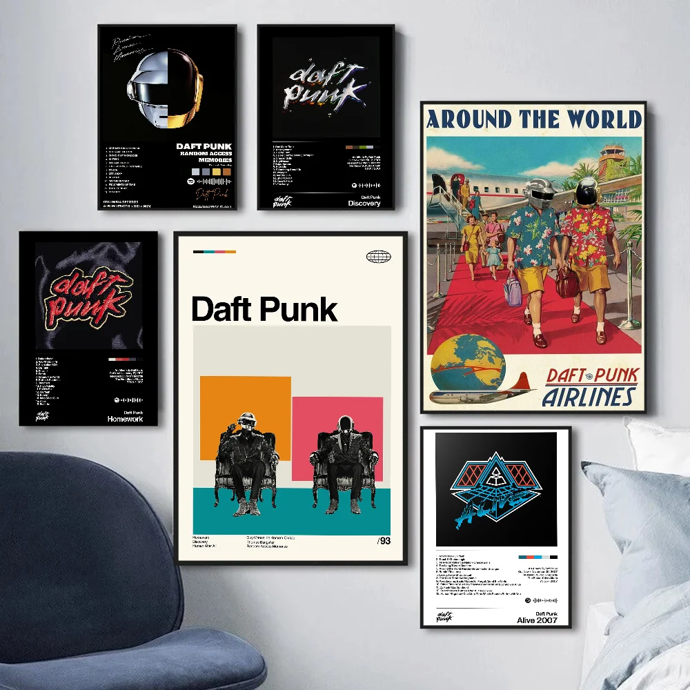 ملصقات الفيلم الكلاسيكي Daft Punk من حول العالم، ملصق حائط فاخر لغرفة المعيشة، ديكور للحانات، ديكور جدار الغرفة #1