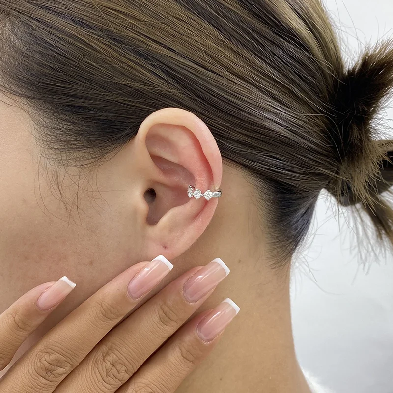 

Твердые серьги-манжеты из золота 14 карат/10 карат, 1 карат DEF/VS VVS круглой огранки HPHT, выращенные в лаборатории бриллианты, подарок для нее