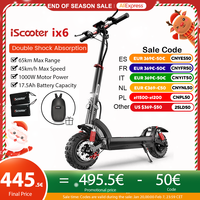 iScooter iX6 Electric Scooter 1000W Powerful Electric Kick Scooter Anti-skid Off Road Pneumatic Tire  65km Range 45km/h eScooter