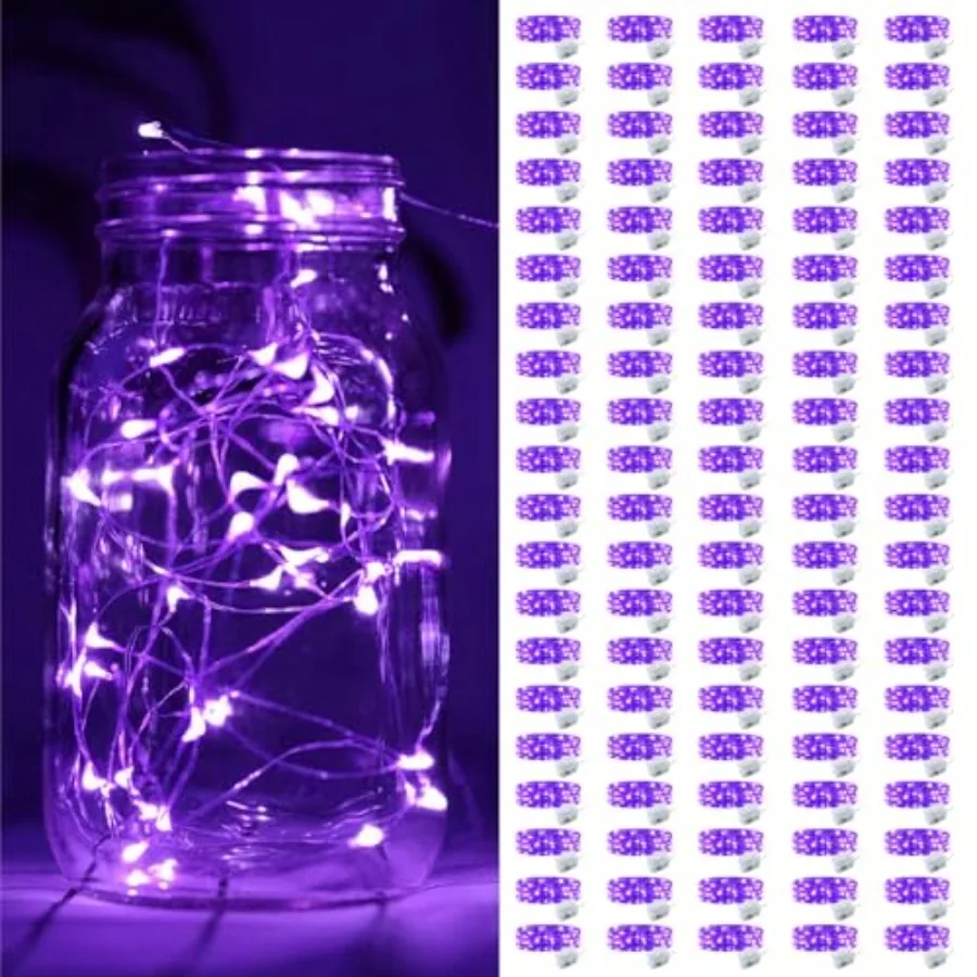 

100 Pack Fairy Lights Battery Operated 7Feet 20 Mini LED Silver Wire Twinkle Lights for DIY Parties Wedding Bedroom Christmas D