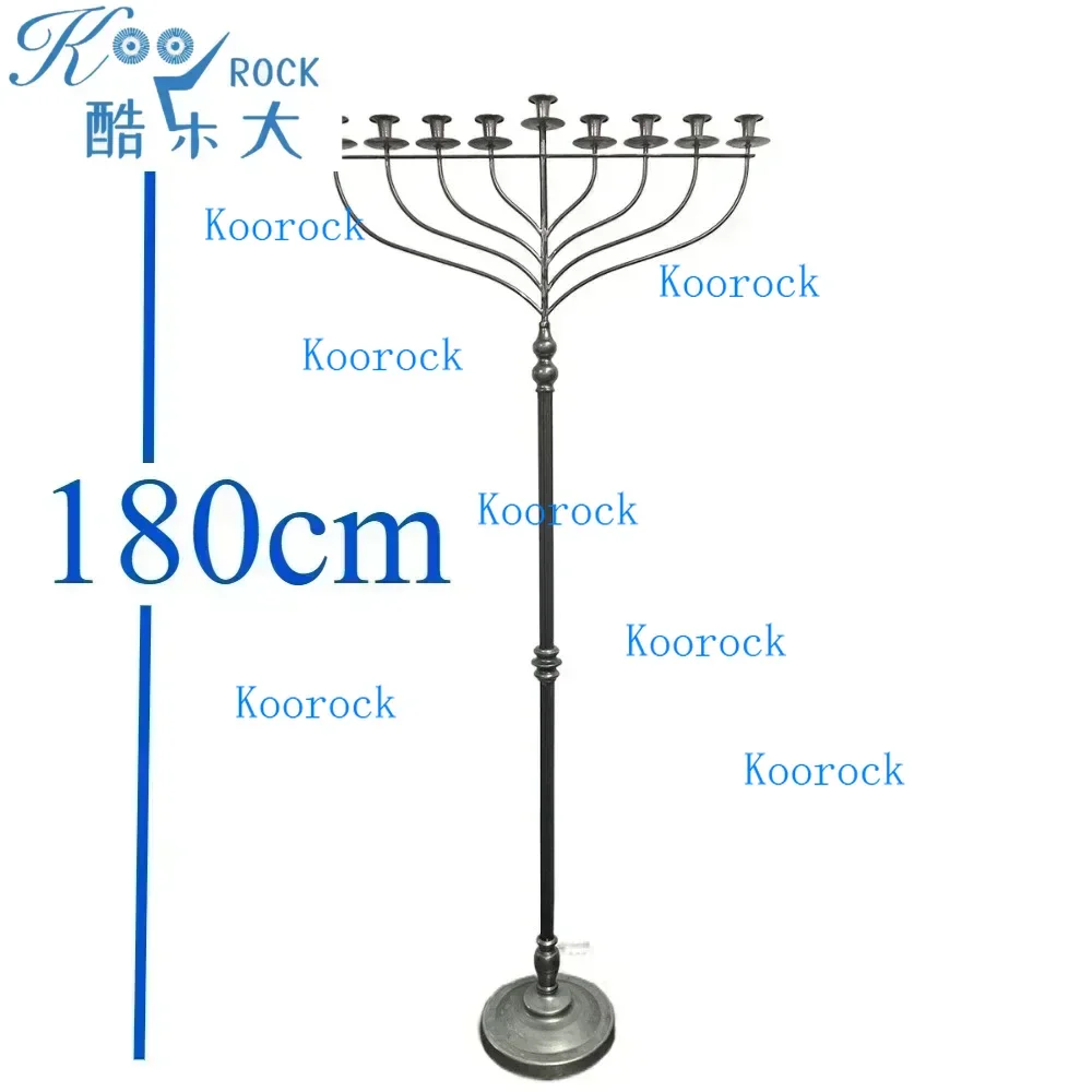 Jewish Hanukkah Floor Menorah Giant 1.8m Tall for 9 Candles – Elegant Heavy Major Jewish Rites Candlestick Holder Chanukiah