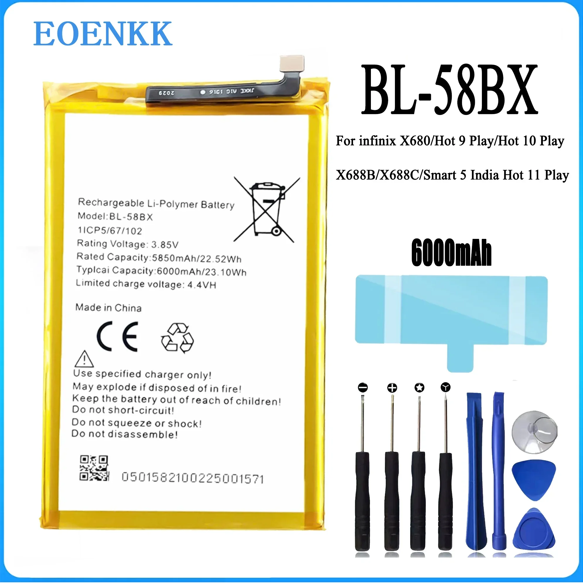 BL-58BX Battery For infinix / X680/Hot 9 Play/Hot 10 Play/X688B/X688C/Smart 5 India Repair Part Original Capacity Phone Batterie