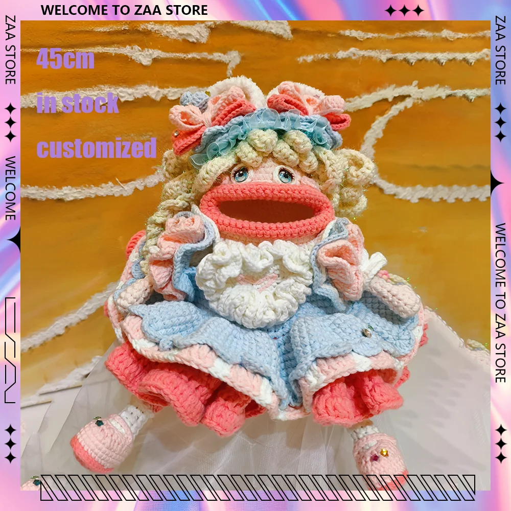 45cm Handmade crochet Big mouth Doll finished hook customized Plush cute mini for birthday Sleepping Plush Toy christmas gift