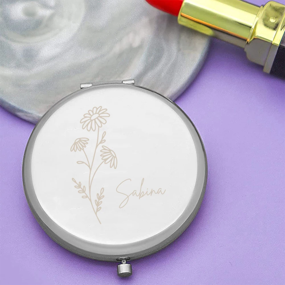 1pc Funny sunflower Custom Name Makeup Mirror Round Circle Mirror Pocket Mirror For Wedding Bride Bridesmaid Bridal