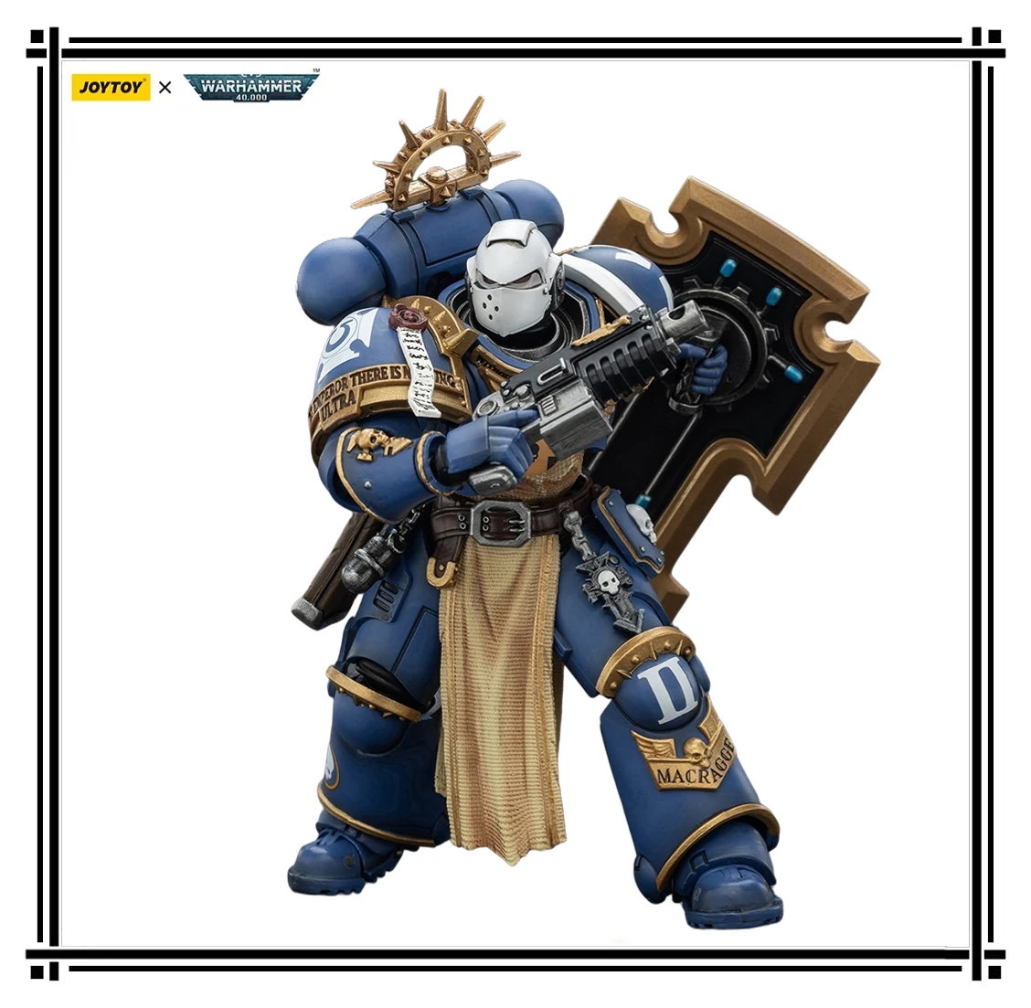 

Original JOYTOY Warhammer40K Ultramarines Levantus with Power Sword, Stormshield and Bolt Pistol 1/18 Action Figures Anime
