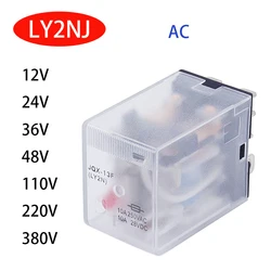 LY2NJ-Mini interruptor de relé electromagnético para coche, módulo DPDT de 8 pines, 12V, 24V, 36V, 48V, 110V, 220V, 380V