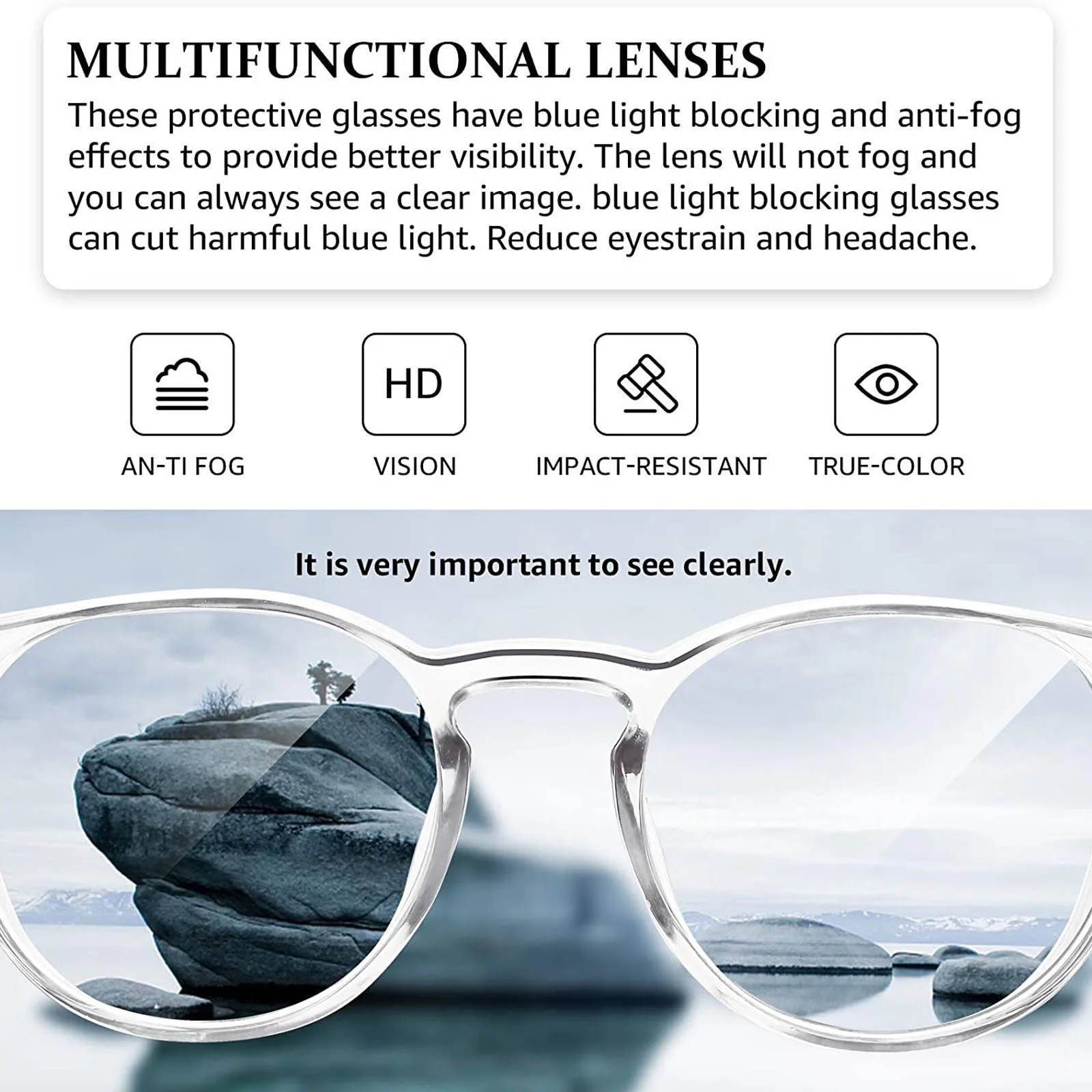 Anti-Fog Safety Glasses For Men And Women With Blue Light Blocking Anti fog glasses, sealed, anti blue light, dust-proof protect