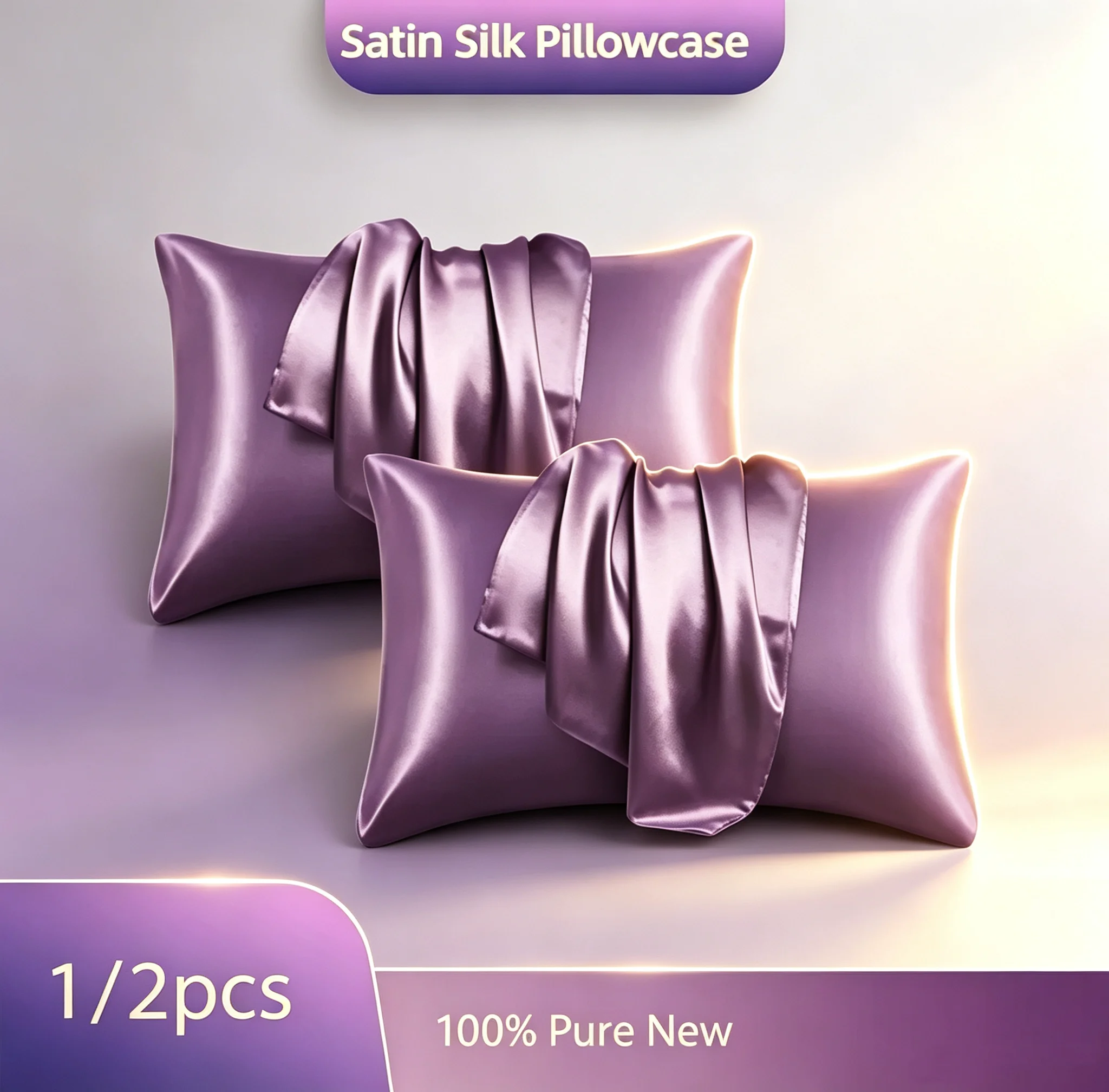 1/2pcs Satin SilkY Pillowcase for Hair and Skin, Pillow Cases Super Soft Pillow Case Home Easy-Care