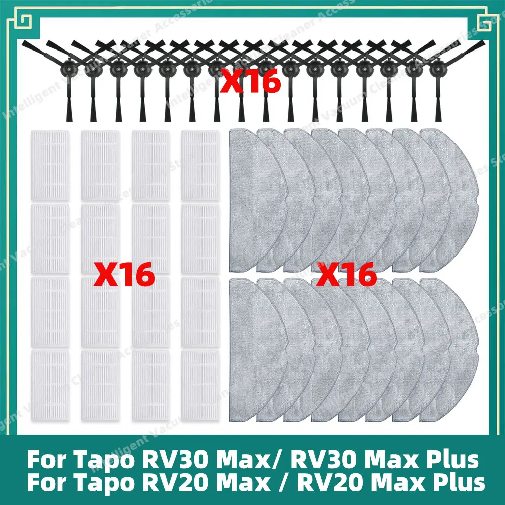 Compatible For TP-Link Tapo RV30 Max / RV30 Max Plus / RV20 Max / RV20 Max Plus Spare Parts Filter Side Brush Mop Accessories