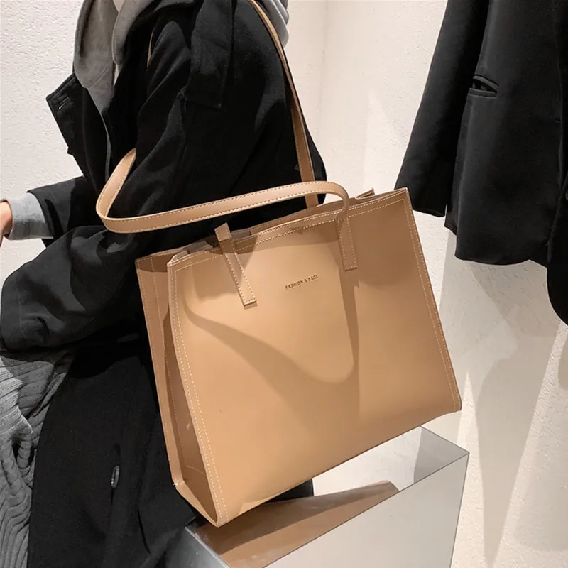 Toptrends 3 Layers Large Leather Tote Bags For Women 2024 Trend Design Commuter Work A4 Shoulder Side Bag Office Ladies Handbags