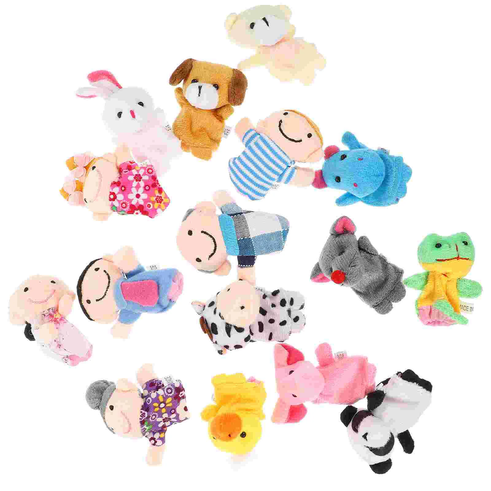 16pcs Finger Puppets Story Time Finger Props Toy Animals and Family Members Finger Puppets Mixed Style