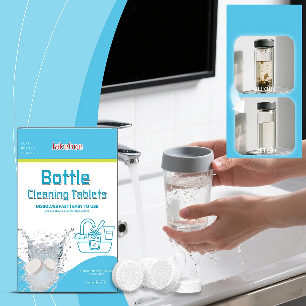 

Таблетки для чистки бутылок с водой для лимирования, длительный эффект, таблетки для удаления накипи для чашки чая