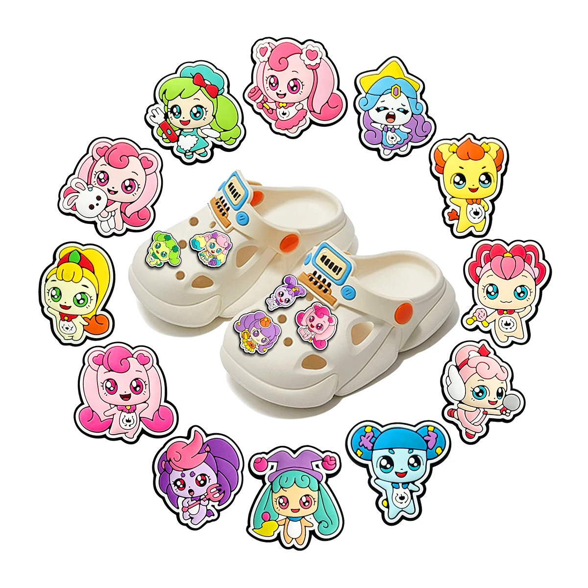 17-100pcs Cute Cartoon Anime Shoe Buckle Accessories PVC DIY Sandal Shoes Charms Clogs Pins Decor Woman Christmas Party Gift