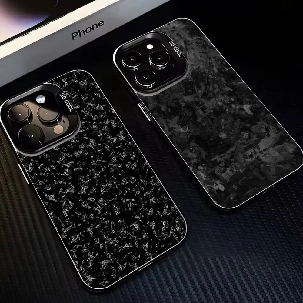 

Чехол для телефона с рисунком из углеродного волокна для iPhone 17,16,15,14,13,12,11 Plus, черный матовый противоударный чехол Pro Max