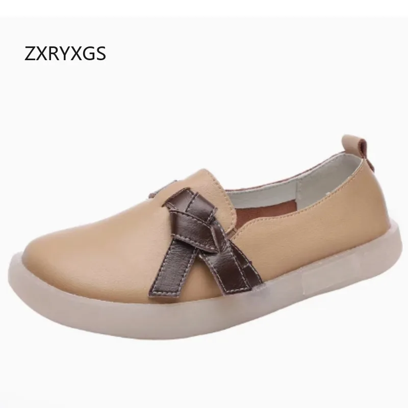ZXRYXGS Fresh and Sweet Women's Flats 2025 New Autumn Genuine Leather Fashionable and Versatile Soft Soled Casual Shoes Flat