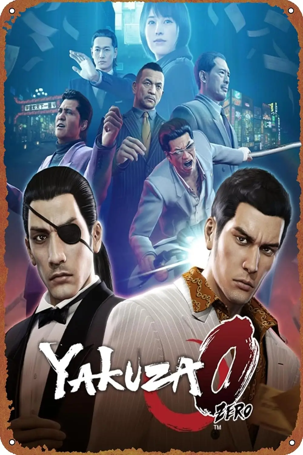 Yakuza 0 Video Game Poster Vintage Metal Tin Sign Metal Plaque Decor Gifts 12x8 inches