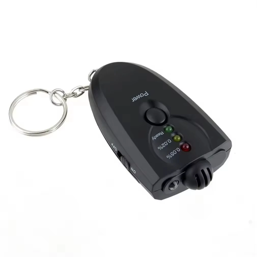 Compact Keychain Design Alcohol Detection Meter Tester with Built-in Light for Drunk Driving Safety