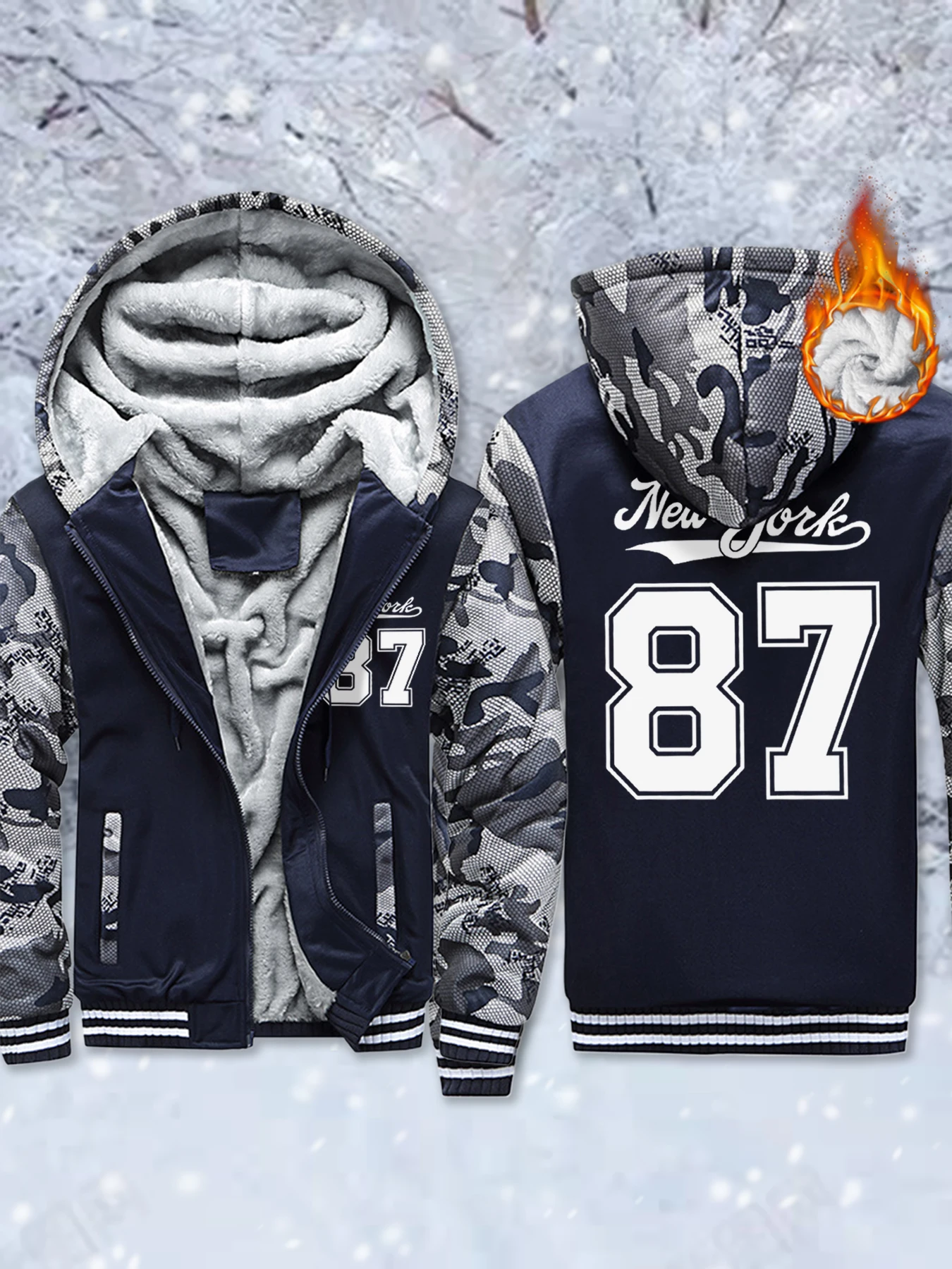 

Флисовые удобные куртки New York Number 87, мужские базовые мягкие жилеты, зимняя уличная одежда на молнии, утепленная теплая толстовка с капюшоном, уличная одежда