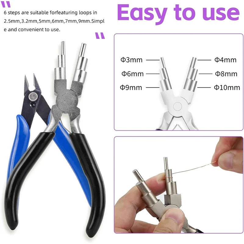ABGH-مجموعة تغليف الأسلاك لصنع حلقة القفز الديكور مجوهرات سلك الانحناء تهزهز لفائف تهزهز أداة اللف أداة المكشكش الفك كماشة #5