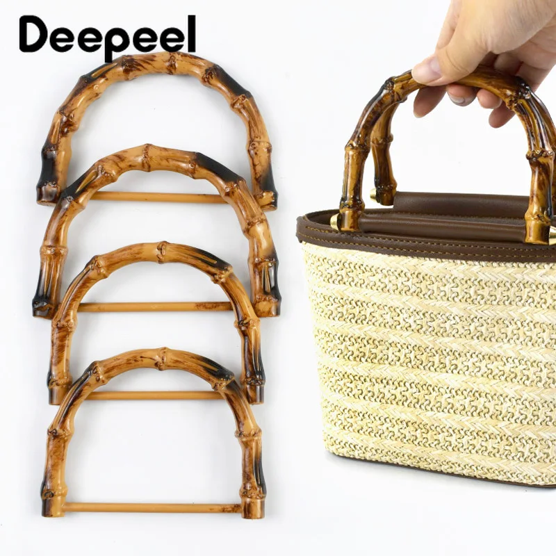 

2/4/10Pcs 10.5/12cm Plastic Faux Bamboo Bag Handle for Women Handbags Woven-bag Purse Frame DIY Replace Handles Bags Accessories