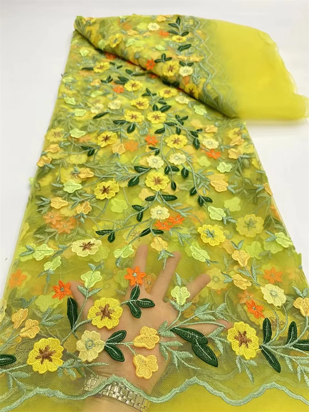 Luxury African Flower Lace Fabric 2026 High Quality Embroidered Nigerian 5 Yards for Women's Party Dress Sewing
