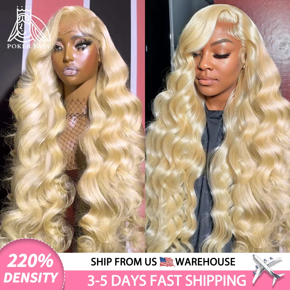 Poker Face 613 Honey Blonde Color Body Wave Wig 13x6 HD Transparent Lace Front Wigs 30 40 Inch 13x4 Frontal Human Hair Wig