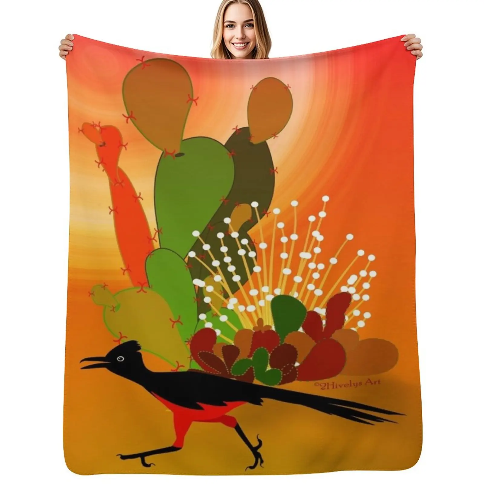

Roadrunner Sunrise Throw Blanket Camping Thermals For Travel Kid'S decorative Blankets