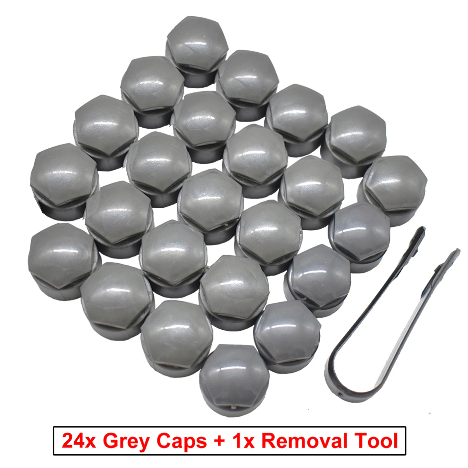 24pcs Wheel Lug Nut Cover Caps 25mm Water Proof w/ Dismantle Tool Grey For Audi A1 A2 A3 A4 A5 A6 A7 A8 Wheel Bolt Screw Cover