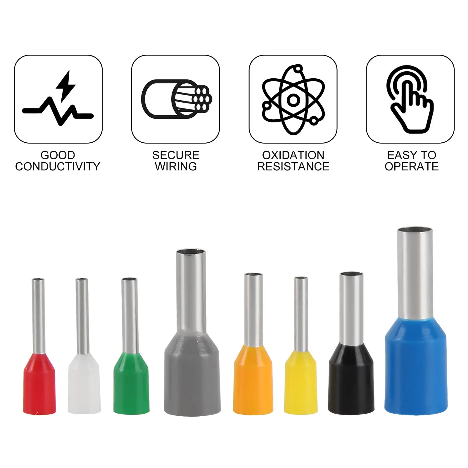 AOKIN 300pcs Assorted Wire Ferrules Terminals Kit AWG 22-10 Insulated Copper Crimp Connectors for Electric Industrial