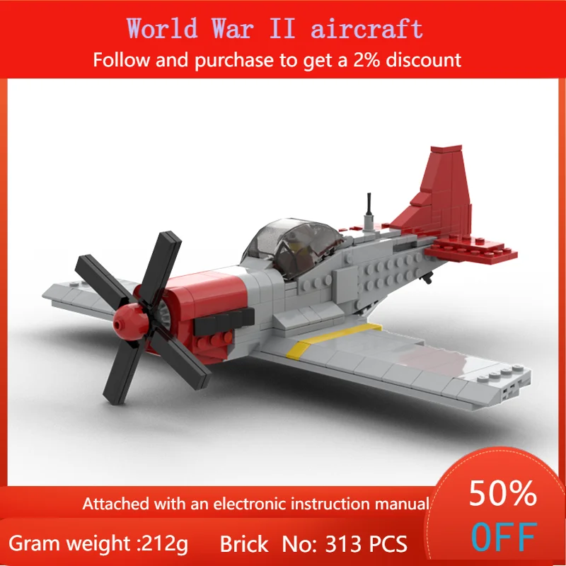 

Building Block Toy Model WWII Aircraft 313 Parts MOC Creative Display Piece For Boys Adults Children Christmas Gift